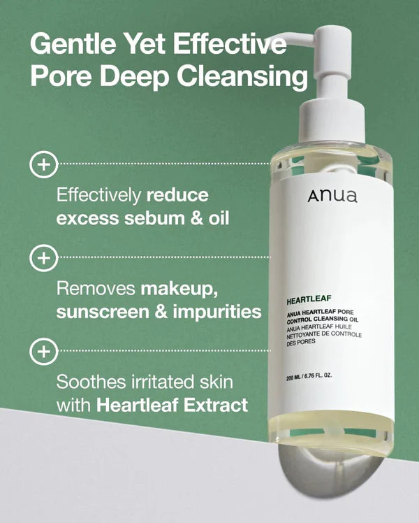 Anua Heartleaf Pore Control Cleansing Oil – Olio Detergente Purificante e Anti-Punti Neri (200ml)