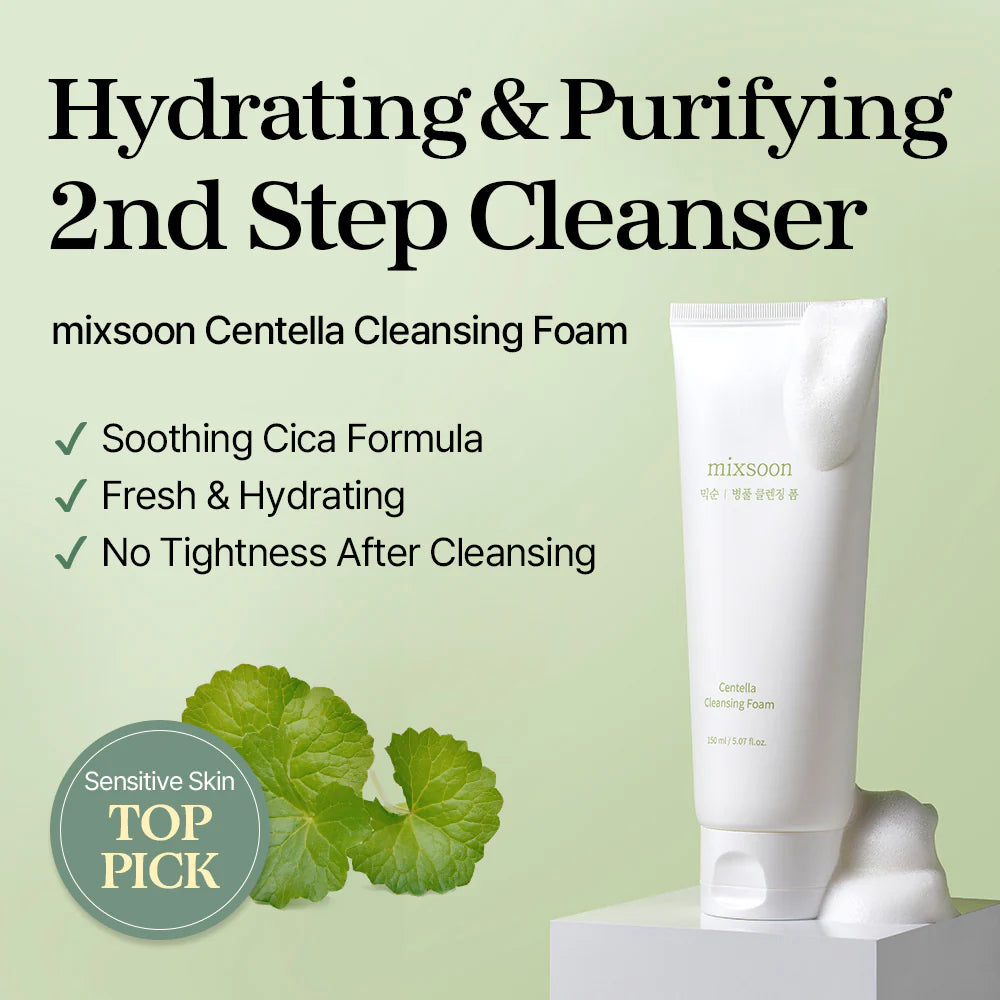 Mixsoon Centella Cleansing Foam – Detergente Viso Lenitivo alla Centella Asiatica (150ml)