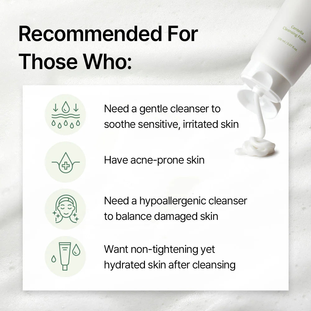 Mixsoon Centella Cleansing Foam – Detergente Viso Lenitivo alla Centella Asiatica (150ml)