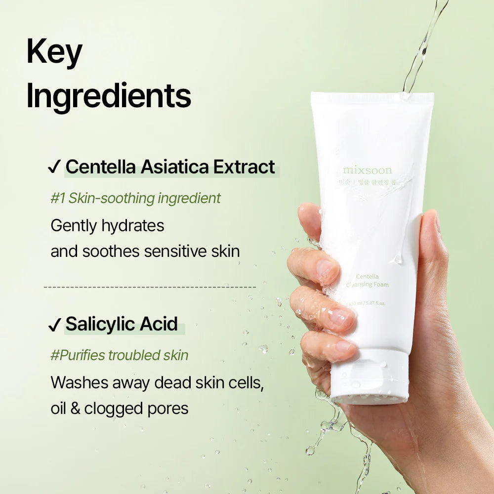Mixsoon Centella Cleansing Foam – Detergente Viso Lenitivo alla Centella Asiatica (150ml)
